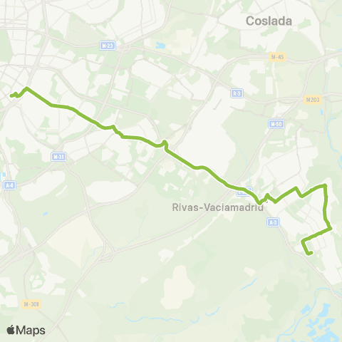 Autobuses Interurbanos Madrid (Méndez Álvaro)-Rivas (Station. Mónica)-Rivas Futura map