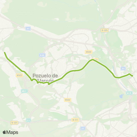 Autobuses Interurbanos Madrid (Moncloa) - Univ. Fco. de Vitoria - el Pinar del Plantío map