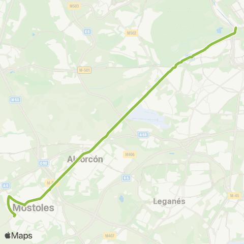 Autobuses Interurbanos Madrid (Príncipe Pío)-Alcorcón-Móstoles map