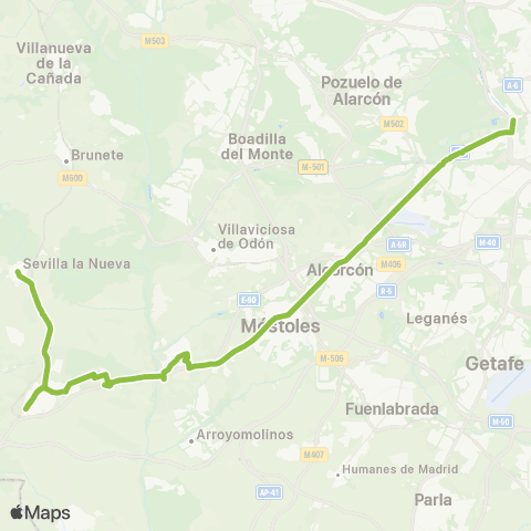 Autobuses Interurbanos Madrid (Príncipe Pío) - Navalcarnero - el Álamo map