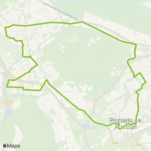 Autobuses Interurbanos Circular Pozuelo - Majadahonda - Pozuelo map