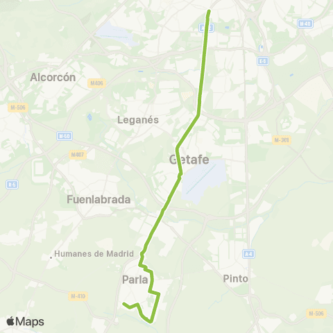 Autobuses Interurbanos Madrid (Plaza Elíptica)-Parla (Parla Este) map