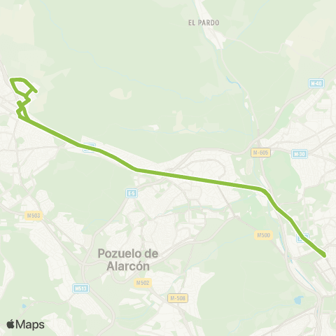 Autobuses Interurbanos Madrid (Moncloa) - las Rozas (la Marazuela) map