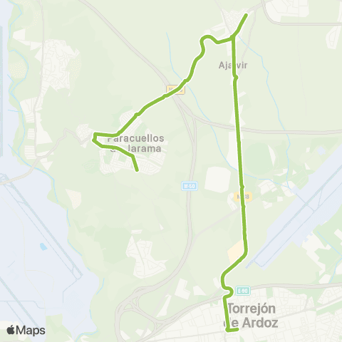 Autobuses Interurbanos Torrejón de Ardoz - Paracuellos de Jarama map