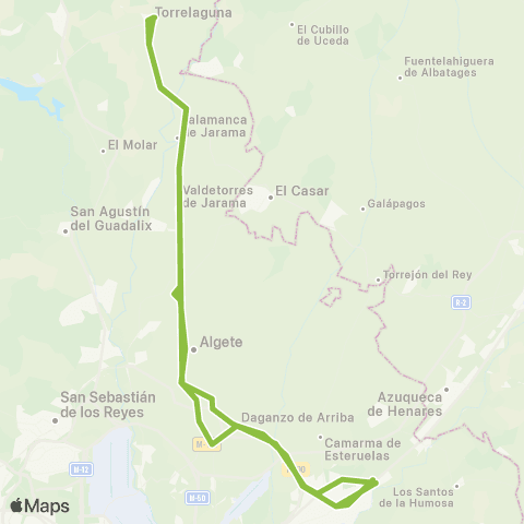 Autobuses Interurbanos Torrelaguna - Alcalá de Henares map