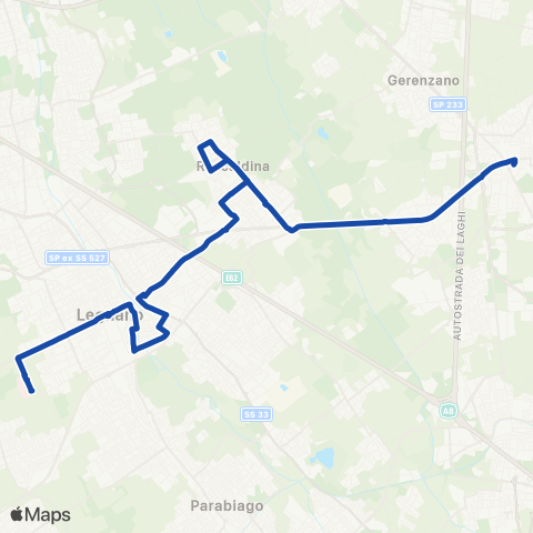 AirPullman Saronno FN - Uboldo - Rescaldina - Legnano Ospedale map