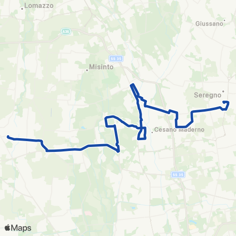AirPullman Saronno FN-Solaro-Ceriano-Cesano-Seveso-Barlassina-Seregnofs map