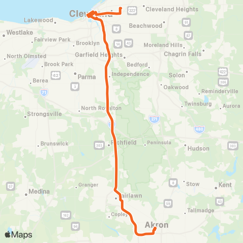 Akron Metro Cleveland / Wade Park map