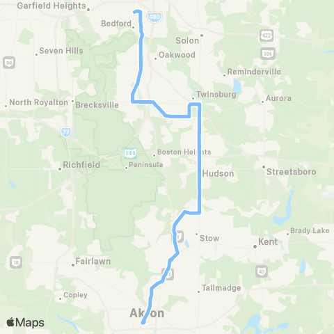 Akron Metro Stow-Hudson / Twinsburg map