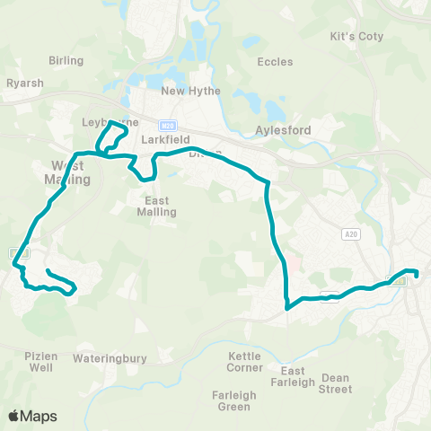 Arriva Kent and Surrey Lunsford Pk Tesco - Invicta Girls' Grammar Sch map