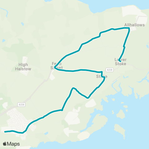 Arriva Kent and Surrey The Hundred of Hoo Academy Grounds - The Nags Head map