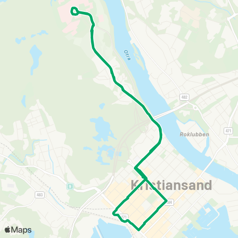 AKT - Agder kollektivtrafikk Sykehuset - Kvadraturen map