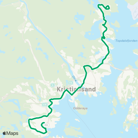 AKT - Agder kollektivtrafikk Kjos Haveby - Justvik map