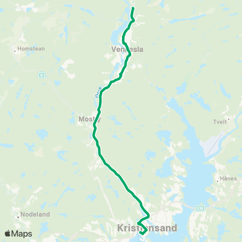 AKT - Agder kollektivtrafikk Kvadraturen - Sødal - Vennesla map