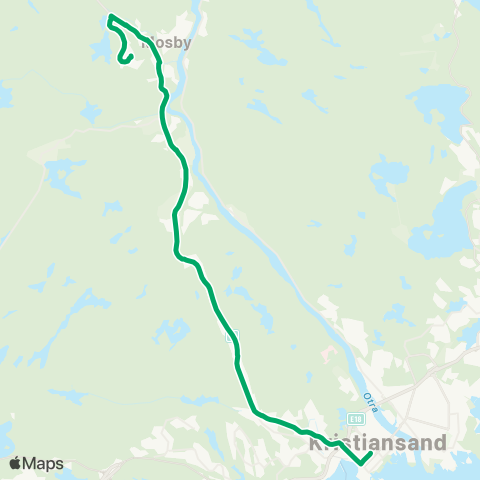 AKT - Agder kollektivtrafikk Kvadraturen - Høietun map