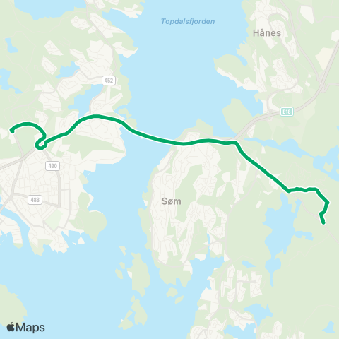 AKT - Agder kollektivtrafikk Kvadraturen - Høietun map