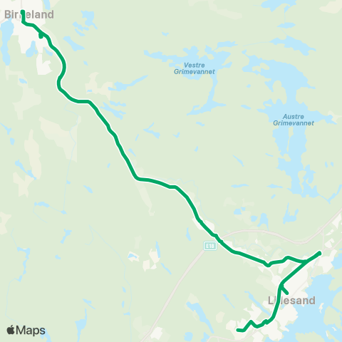AKT - Agder kollektivtrafikk Birkeland-Lillesand map