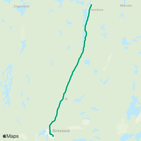 AKT - Agder kollektivtrafikk Herefoss-Birkeland map