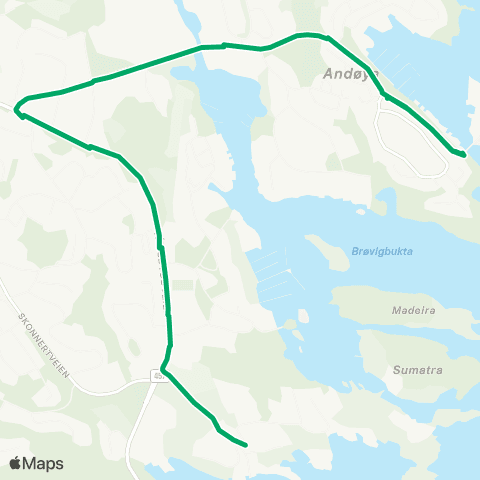AKT - Agder kollektivfrafikk Skoleskyss Andøya - Sjøstrand Skole map