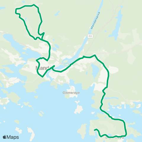 AKT - Agder kollektivfrafikk Skoleskyss Skolebuss Mandal Omegn map