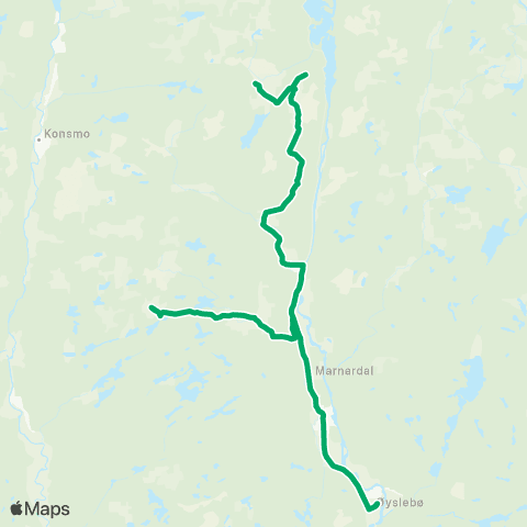 AKT - Agder kollektivfrafikk Skoleskyss Skolerute Laudal / Øyslebø map