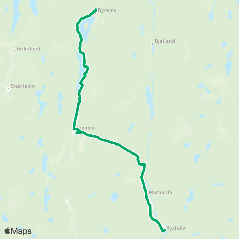 AKT - Agder kollektivfrafikk Skoleskyss Skolebuss Øyslebø / Konsmo / Byrem map