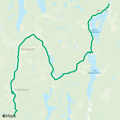 AKT - Agder kollektivfrafikk Skoleskyss Skolerute Eiken / Snartemo / Byreo map