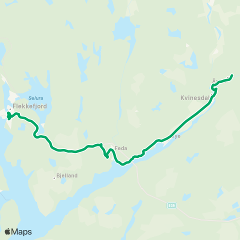 AKT - Agder kollektivtrafikk Flekkefjord - Kvinesdal map