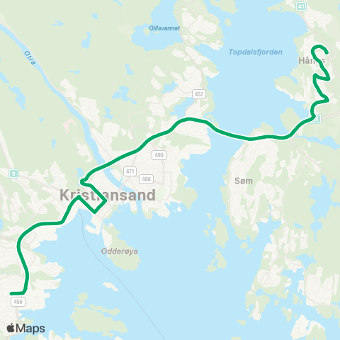 AKT - Agder kollektivtrafikk Hånes - Vågdbygd Senter O / T. map