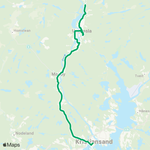 AKT - Agder kollektivtrafikk Kristiansand-Mosby-Vennesla map