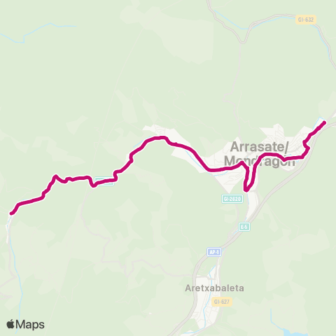 AlavaBus Aramaio ↔ Arrasate map