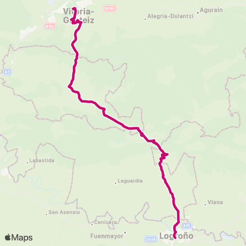 AlavaBus Vitoria-Gasteiz ↔ Logroño map