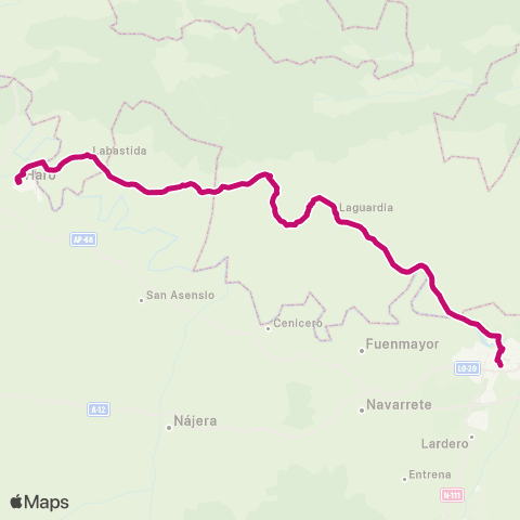 AlavaBus Logroño ↔ Haro map