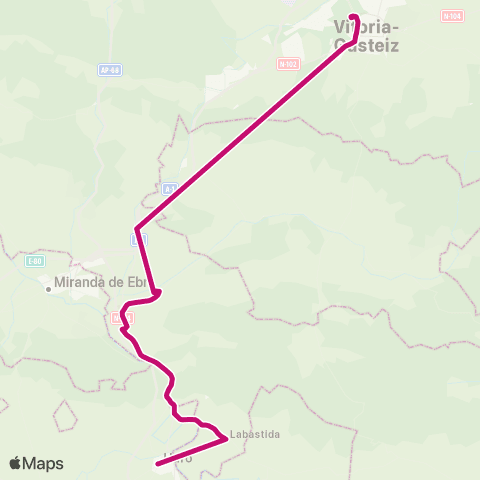 AlavaBus Vitoria-Gasteiz ↔ Haro map