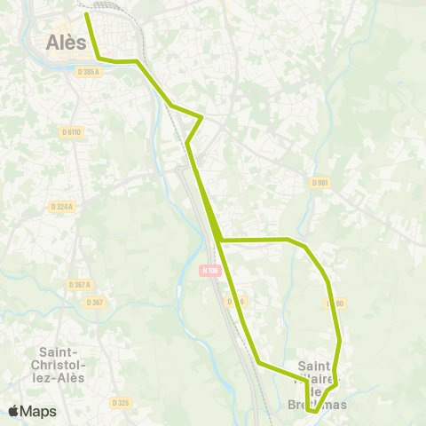 Ales'Y Navette St Hilaire - Ales Gare routière map