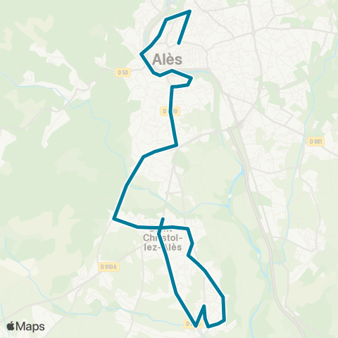 Ales'Y St Christol les Ales - Ales Gare rout. map