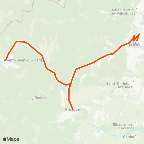 Ales'Y Saint Jean du Gard - Ales Gare routière map
