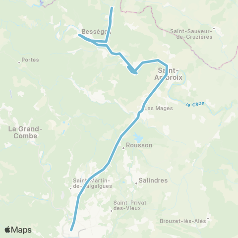 Ales'Y Robiac Rochessadoule - Gagnieres - Besseges - Ales map