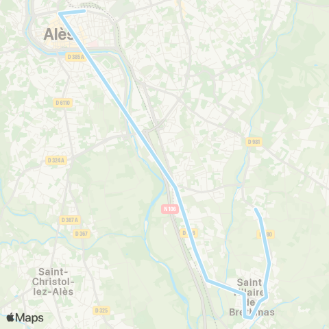 Ales'Y TAD St Hilaire de Brethmas - Ales Gare rout. map