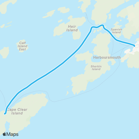 Cape Clear Ferries Baltimore - Cléire map