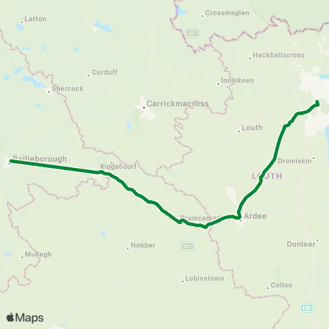 Royal Breffni Tours Ltd Bailieborough - Ardee - Dundalk map