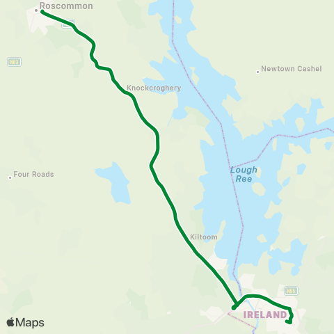 Roscommon Coaches Roscommon - Athlone map