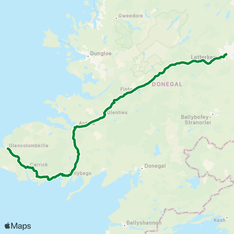 McGeehan Coaches Killybegs - Letterkenny map