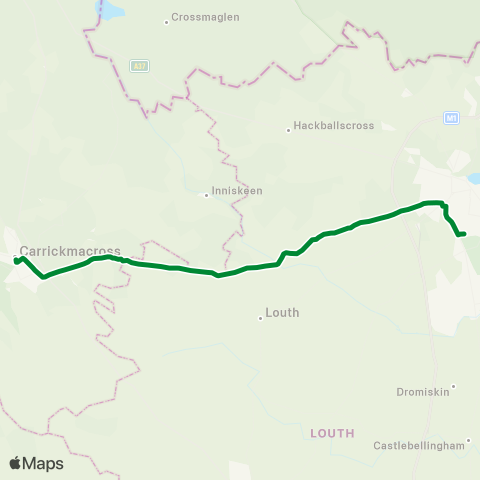 Francis Finegan Coach Hire Carrickmacross - Dundalk map