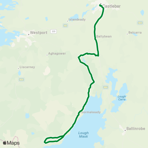 Eugene Deffely Tourmakeady - Castlebar map