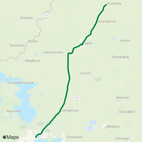 Burkesbus Dunmore - Tuam - Galway map