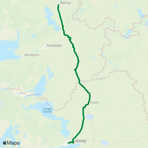 Treacy Coaches Ballina - Galway map