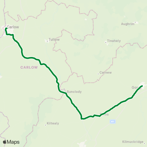 Dunnes Coaches Gorey - Carlow map