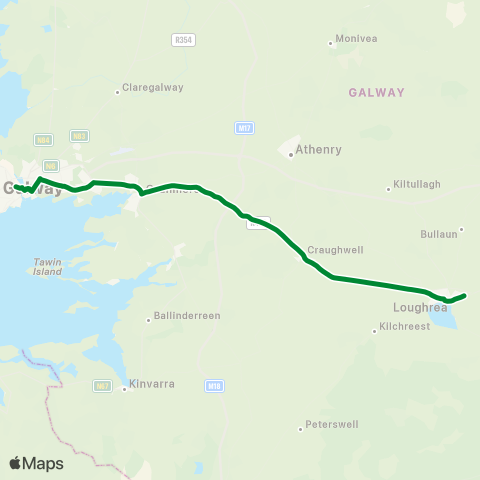 Healy Bus Galway - Loughrea map