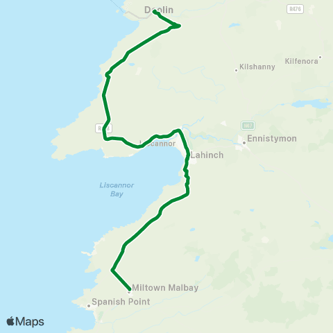 Burren and Cliffs Explorer Spanish Point - Doolin map